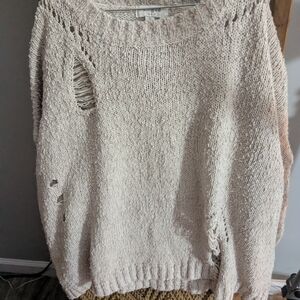 Umgee Distressed Cream Sweater